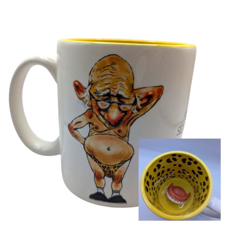 Coots Still a Sexy Beast denture mug funny 3D inside lepoard print 4 inch